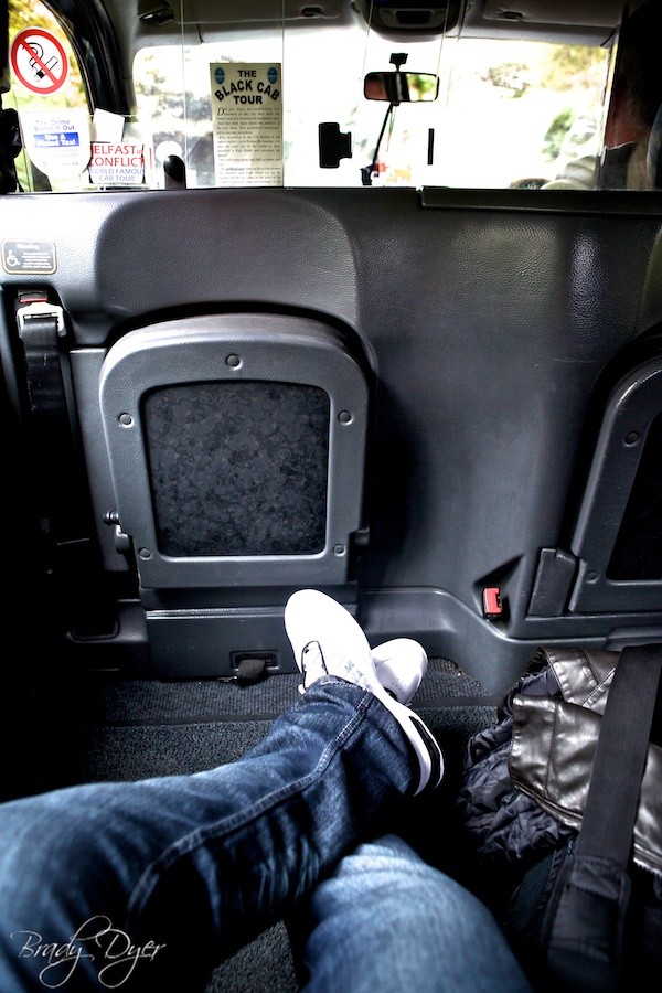 In a taxi in Belfast